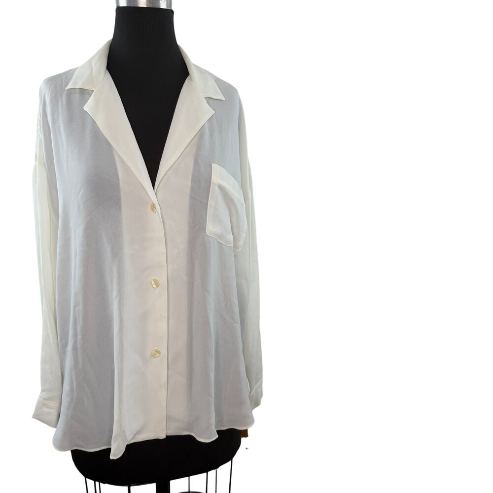 VINTAGE Victoria Secret Gold Label White Shirt & Short Set Sheer M Medium NEW